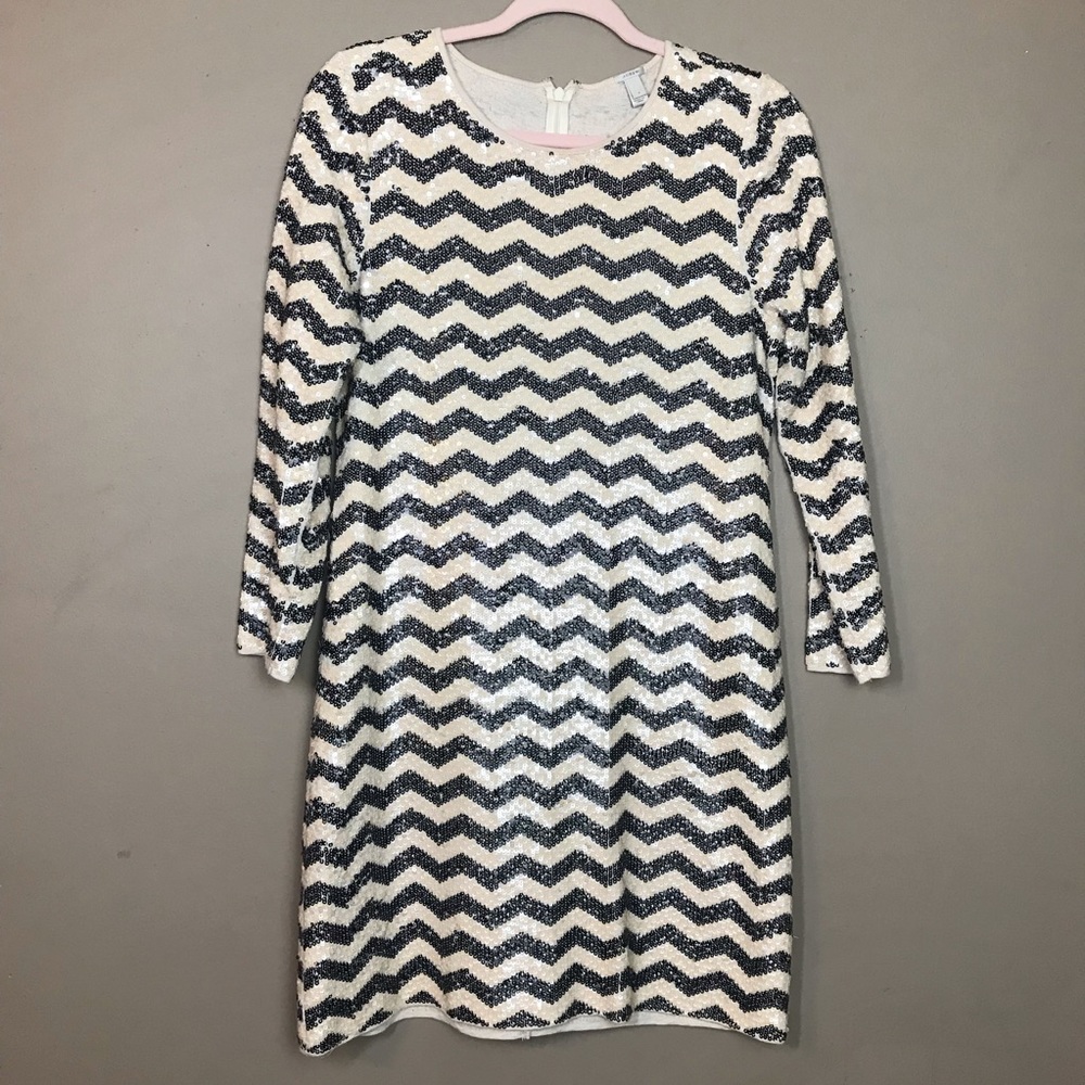 J. Crew Zig Zag Sequin Cream Dress Size Small - Picture 2 of 7